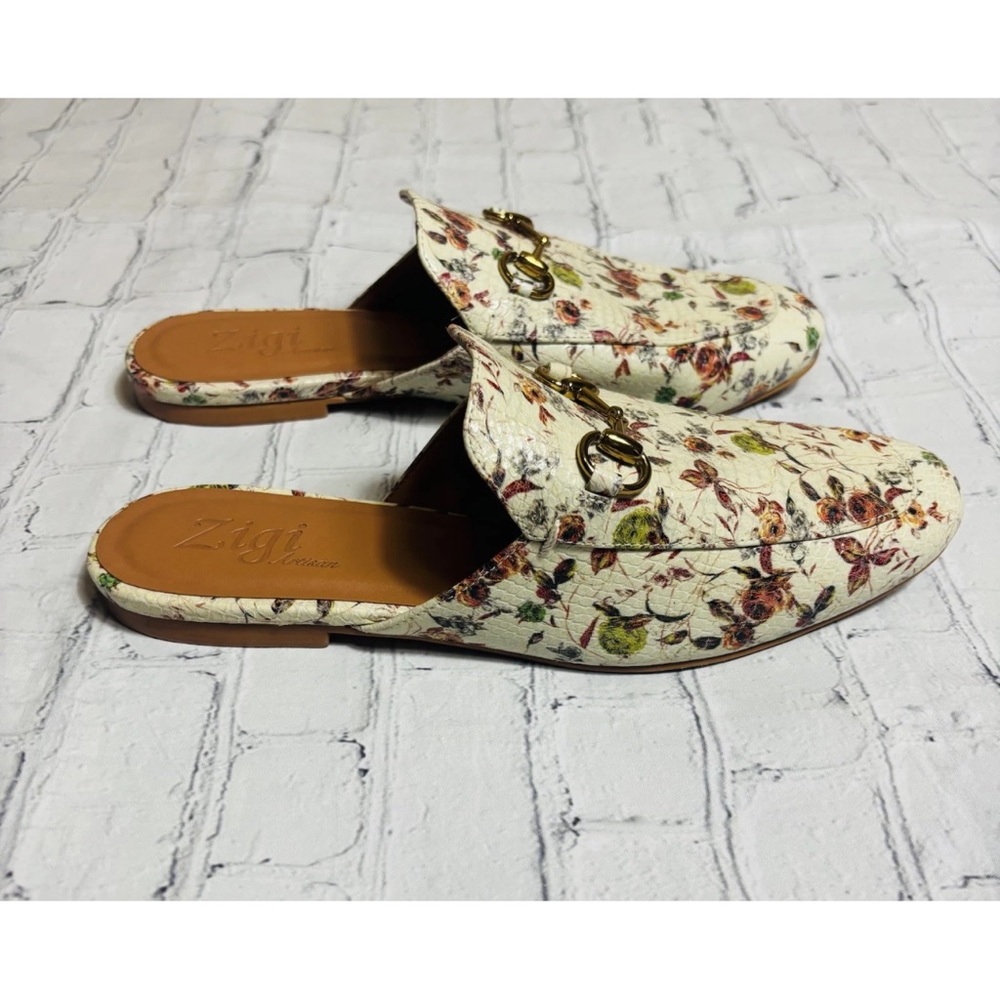 Zigi Artisan Floral Snake Embossed Horsebit Loafer Mules 10 Chic Slip-On Shoes - Picture 5 of 15